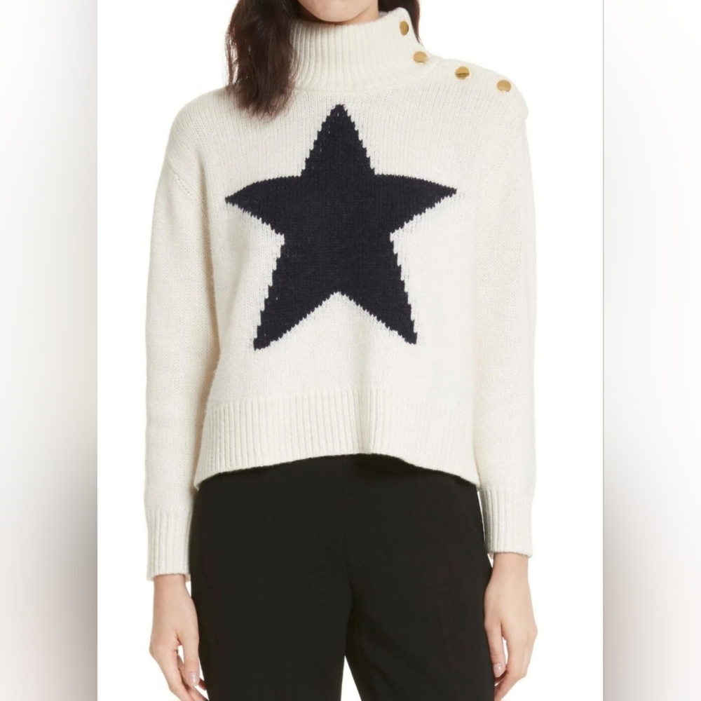 Kate Spade Cream‎ Intarsia Star Mock Neck Sweater Size XS - Picture 8 of 9